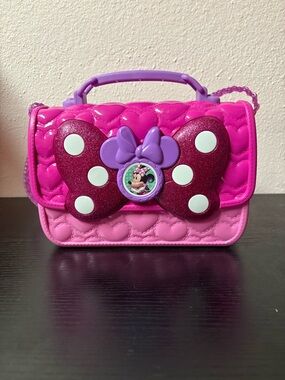 Minnie Mouse Pink Purse Kids Crossbody Glitter Bow Disney Bag
